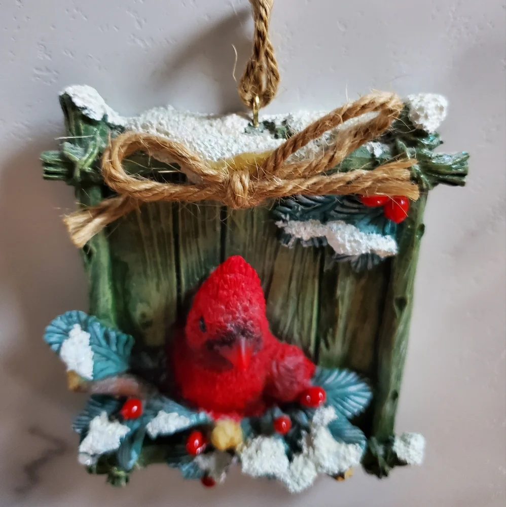 Cardinal & Snowy Holly Ornament